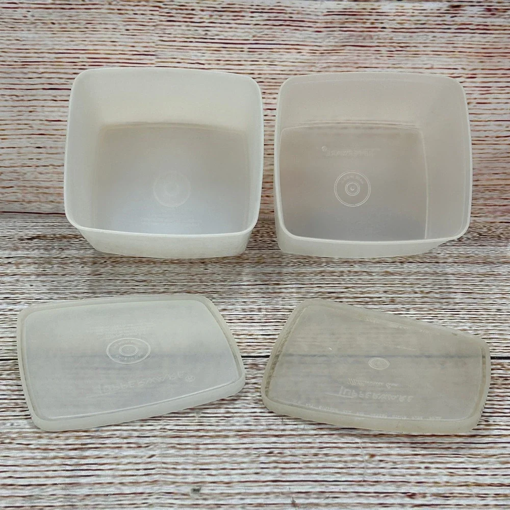 Vintage Tupperware Millionaire Line‎ Square Storage Containers Frosted 310-41